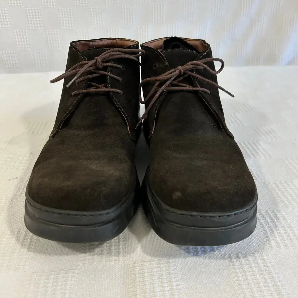 Barneys Mens 11 Chukka Boots Platform Lug Suede Dark Brown Made in Italy M25K09